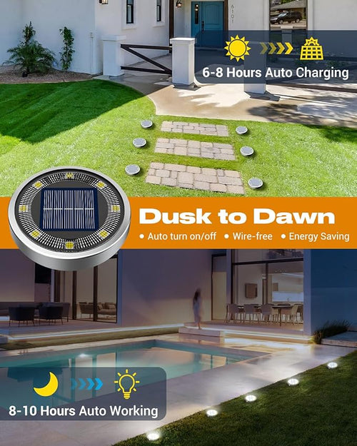 12 Pack Solar Lights Outdoor, 8 LED Solar Ground – Cool White