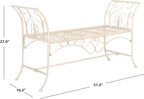 Safavieh PAT5016A Collection Arona Antique White Wrought Iron 51" Outdoor Garden Bench