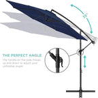 Best Choice Products 10ft Offset Cantilever Hanging Market Patio Umbrella, 8 Sturdy Ribs, Easy Adjustment - Navy Blue