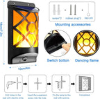 Wall Light Solar Flame Lantern, Black Art Deco, Dancing Flame Effect