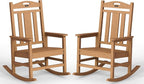 Ciokea Oversized Outdoor Rocking Chairs Set of 2, 380lbs Heavy-Duty Large Patio Rocker, High Back Cozy Porch Chairs, Weather Resistant Patio Rocking Chairs for Outside, Fire Pit, Deck, Teak