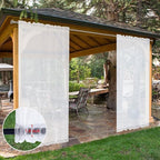 SpaceDresser Waterproof Outdoor Sheer Curtains for Patio - 2 Panels Rod Pocket Indoor Voile Sheer Curtain for Living Room,52W x 96L inch, White