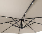 Flash Furniture Sedona Round Solar Cantilever Umbrella, Commercial Grade with Built in Cross Base, Crank and Tilt, 32 LED Lights, 6 Hour Run Time, 10 FT, Tan