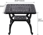 21" Cast Aluminum Outdoor Side Table,Small Patio Table,Outdoor Coffee Tables for Patio,Garden,Balcony, for All Weather (Black, Square)