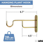 Ilyapa 3 Pack Metal Wall Plant Hangers - 7 Inch Plant Hanger for Indoor - Rustic Brass Finish Hooks for Hanging Plants, Baskets, and Macrame - Indoor Hangers for Plants, Lanterns or Wind Chimes