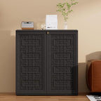 Indoor Outdoor Storage Cabinet Waterproof with Shelf,Plastic Storage Sheds Outdoor Cabinets for Patio/Garden/Backyard, Size 34.3''L*15''W*36.2''H（Black）