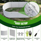 A ANLEOLIFE 4-Set 8X4X2 ft Galvanized Raised Garden Bed Kit, Oval Metal Deep Root Planters for Outdoor Plants, Antique White