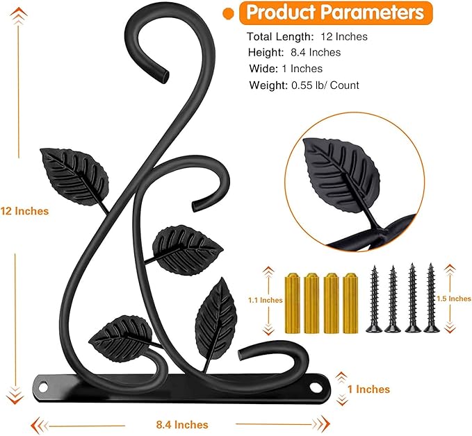 Axgo Wall Mount Hanging Plant Hook, Rust-Resistant Metal Plant Hanger for Flowers, Lanterns, Bird Feeders, Wind Chimes