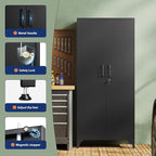 Yizosh Metal Garage Storage Cabinet with 2 Doors and 4 Adjustable Shelves - 71" Steel Lockable File Cabinet,Locking Tool Cabinets for Home,Office,Garage,Gym,School