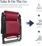 Best Choice Products Oversized Padded Zero Gravity Chair, Folding Outdoor Patio Recliner, XL Anti Gravity Lounger for Backyard w/Headrest, Cup Holder, Side Tray, Polyester Mesh - Burgundy