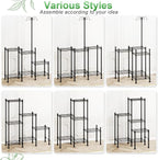 Plant Stand Indoor Outdoor, Heavy Duty Metal Waterproof 6 Tiered Plant Shelf for Multiple Flower Planter Holder Rack, Black - C6