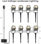 Outdoor Landscape Lighting, 8 Pack Outdoor Spotlights, LED Landscape Lights for House Yard Garden Lawn Tree Fence Plant Flags Pathway, 12V 2700K Warm White, IP65 Waterproof