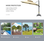 Outsunny 10ft Offset Patio Umbrella, Hanging Cantilever Umbrella, Square Shape, Aluminum Cross Base, Tilt, 360-Degree Rotation