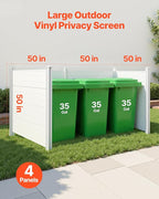 VEVOR Outdoor Privacy Screens, 50" W x 50" H Air Conditioner Fence, Pool Equipment Enclosure, Horizontal Vinyl Privacy Fence, Perfect to Enclose Trash Can and A/C Units (4-Panel)