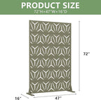 Casaphoria Metal Privacy Screen Outdoor, 72" H x 47" W Freestanding Decorative Privacy Screen for Patio Deck Balcony Garden with Stable Base, Green-Star
