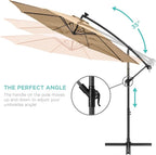 Best Choice Products 10ft Solar LED Offset Cantilever Hanging Market Patio Umbrella, 8 Sturdy Ribs, Easy Adjustment - Sand