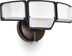 LUTEC 80W Dusk to Dawn Flood Lights Outdoor, 9000LM Super Bright LED Security Light with Photocell, IP65 Waterproof, 5000K Daylight, Hardwired 4 Heads Floodlight for Garage, Yard, Patio (Brown)