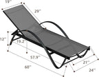 Shintenchi Patio Chaise Lounge Set of 2, Pool Chaise Lounge with Arm,Outdoor Lounge Chair with 5 Adjustable Backrest,Sunbathing Recliner,Beach Chair,Pool Chairs,Dark Grey