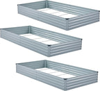 3 Pack 6x3x1FT Galvanized Raised Garden Bed Kit, Outdoor Metal Planter Box for Vegetables, Bottomless Rectangular Gardening Bed with Support Rods, Tool-Free Assembly, Gray