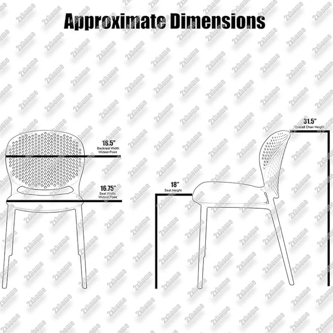 2xhome Set of 2 Patio Dining Chairs | Modern Stackable Outdoor Pool Side Chair | Weather Resistant Plastic for Yard, Porch, Balcony, Kitchen, White