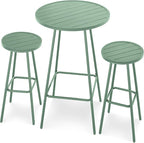 Best Choice Products 3-Piece Patio Dining Set, Bar Height, Outdoor Bistro Set, Outdoor Round Bar Table w/ 2 Bar Stools, Steel - Sage