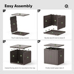 NEWBULIG 31 Gallon Outdoor Storage Box, Waterproof Deck Box with Lockable Lid, Patio Furniture Bench & Side Table, Easy Assembly, for Garden, Pool, Patio & Backyard Organization, Brown