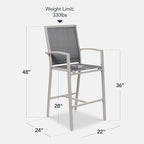 Best Choice Products Outdoor Bar Stools Set of 2, Bar Height, Patio Furniture, All Weather Mesh Design w/Armrest - Taupe/Charcoal