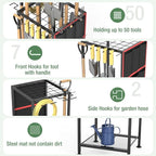 Metal Storage Rack for Garden Tools, Black, Holds 50 Long Tools