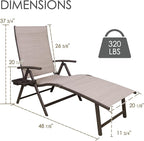 Kozyard Cozy Aluminum Reclining Lounge Chair - Perfect for Beach, Yard, Pool, and Patio Outdoor Chaise Lounge with Drink Holder, Weather Free Adjustable Assemble Free Beige Strip
