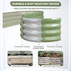 Galvanized Raised Garden Bed - 8x2x1FT Metal Planter Boxes Outdoor | Oval Steel Raised Bed Kit for Gardening with Protective Tape, Bracing Rods, Gloves for Vegetables, Flower, Herb (Green)