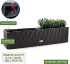 Dexceder 31.5 Inch Rattan Self Watering Planter Indoor Outdoor, Thickened Large Rail Flower Plant Pot Window Box with Water Level Indicators (Brown)