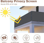 SUNNY GUARD Customized 3.3'x27' Dark Gray Balcony Privacy Screen, 90% Shade - Image 2