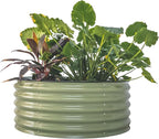 Vego garden 17" Tall 42" Round Raised Garden Bed Metal Raised Bed Planter Box for Vegetables Flowers Patio, Olive Green