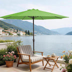MEWAY 12ft Patio Umbrella Outdoor Table Umbrellas with Crank, Market Umbrella 8 Sturdy Ribs for Deck, Garden, Pool and Backyard, Grass Green