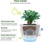 12 inch Large Self Watering Pots, Plastic Planters with 60oZ Removable Deep Reservoir and Multi Mesh Drainage Holes for Indoor Outdoor Garden Plants and Flowers, White Speckles