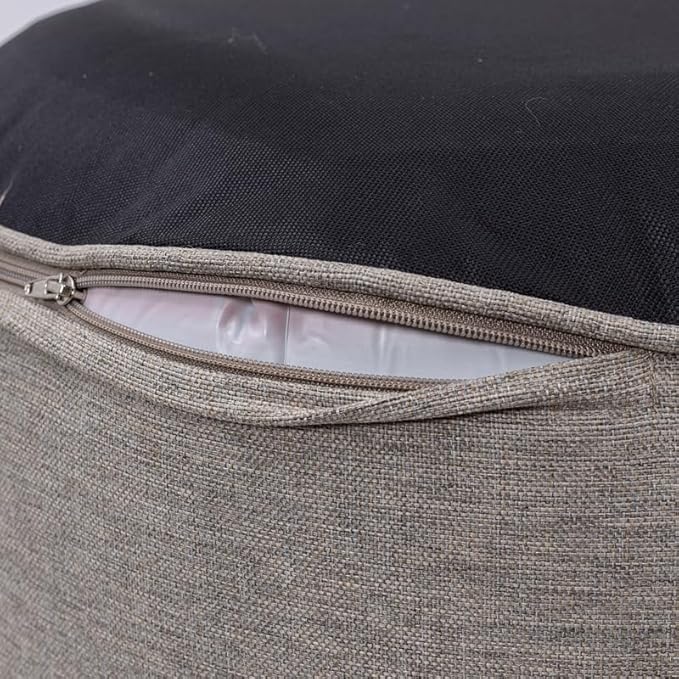 QILLOWAY Indoor/Outdoor Inflatable Stool,Round Ottoman,All Weather Foot Rest for Camping or Home,All Tan/Grey