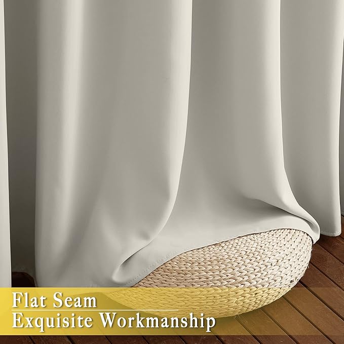 NICETOWN Blackout Curtains 63 inches Long for Living Room Bedroom, Grommet Thermal Insulated Room Divider Drape Window Treatment for Sliding Patio Door, W100 x L63, 1 Panel, Natural