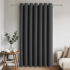 Joydeco Blackout Patio Sliding Door Curtains 90 Inches Long, Grommet Privacy Room Divider Curtains, Extra Wide Thermal Blackout Drapes for Bedroom Living Room (Grey, 100Wx90L, 1 Panel)