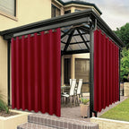 BONZER Waterproof Outdoor Curtains for Patio Porch Pergola Cabana Thick Privacy Wide Grommet Indoor Curtains for Bedroom Living Room, 1 Panel, 110W x 95L inch, Red