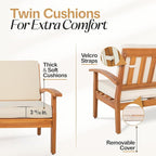 IDZO Laurent 800lbs Capacity Acacia Outdoor Loveseat, FSC Certified 2 Seater Patio Sofa with 3.9in Thick Cushions, Teak Finish Porch Couch for Garden Backyard