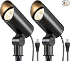 SUNVIE 30W Spot Lights Outdoor LED Spotlight 120V 3000LM Ultra Bright Flag Pole Light with Metal Stake, Warm White Flood Light Landscape Lighting for Yard Flag Tree Garden, 6 FT Cord with Plug, 2 Pack