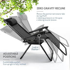 Nestl Zero Gravity Chairs Set of 4, Patio Lounge Chair Outdoor with Pillows & Cup Holder Trays, Adjustable Steel Mesh Reclining Camping Chair, Folding Patio Lawn Chair for Deck, Beach, Yard - Black