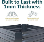 Sunnydaze 11.75" H Raised Metal Garden Bed - Galvanized Raised Garden Bed Outdoor for Vegetables and Flowers - Dark Gray - Square
