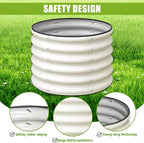 SnugNiture Raised Garden Bed, 2 PCS 2×2×1.5ft Round Galvanized Outdoor Planter Box, 17" Tall Deep Metal Garden Bed Kit for Planting Vegetables, Fruits, Flowers, White