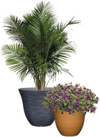 Classic Home and Garden Honeysuckle Resin Flower Pot Planter, Fossil Stone, 15" (Pack of 2)