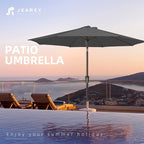 JEAREY 9FT Outdoor Patio Umbrella Outdoor Table Umbrella with Push Button Tilt and Crank, Market Umbrella 8 Sturdy Ribs UV Protection Waterproof for Garden, Deck, Backyard, Pool (Dark Gray)