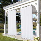 BONZER Waterproof Outdoor Curtains for Patio Porch Pergola Cabana Light Filtering Privacy Grommet Indoor Curtain Panels for Bedroom Living Room, 1 Panel, 54W x 95L inch, White