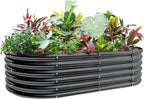 Land Guard 18“ Tall 4×2ft Galvanized Raised Garden Bed Kit, Galvanized Planter Garden Boxes Outdoor, Oval Large Metal Raised Garden Bed for Vegetables……… (Dark Grey, 4×2×1.5ft)