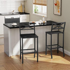 Bar Stools, Set of 2 Bar Chairs with Backrest and Footrest, 26" Tall Counter Bar Stools, Kitchen Breakfast Bar Chairs, Easy Assembly, for Dining Room, Black BAHB0901N1