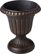 Arcadia Garden Products PL20CP Classic Traditional Plastic Urn Planter Indoor/Outdoor 10" x 12", Brushed Copper